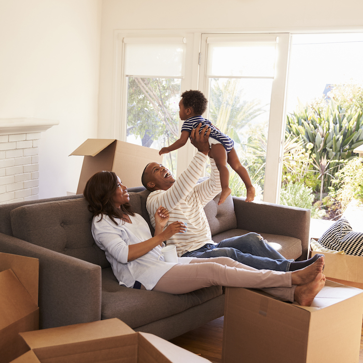 family on couch